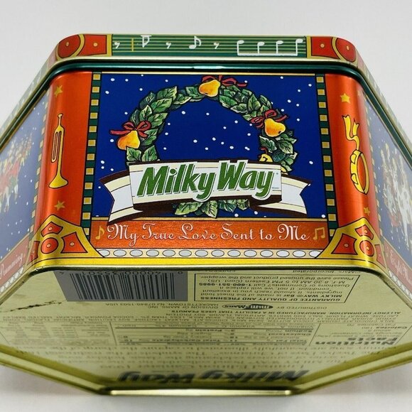 Limited Vintage Milky Way 12 Days Christmas Song Canister Tin Box Hexagon 1999 - Picture 4 of 10